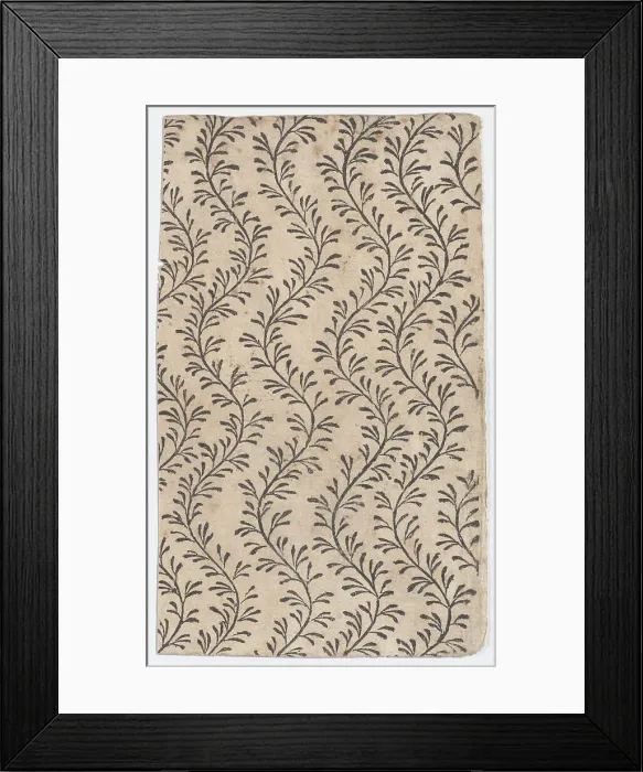 Framed Print : Sheet with overall curved vine pattern, 19th century. Creator: Anon Framed Print : Sheet with overall curved vine pattern, 19th century. Creator: Anon