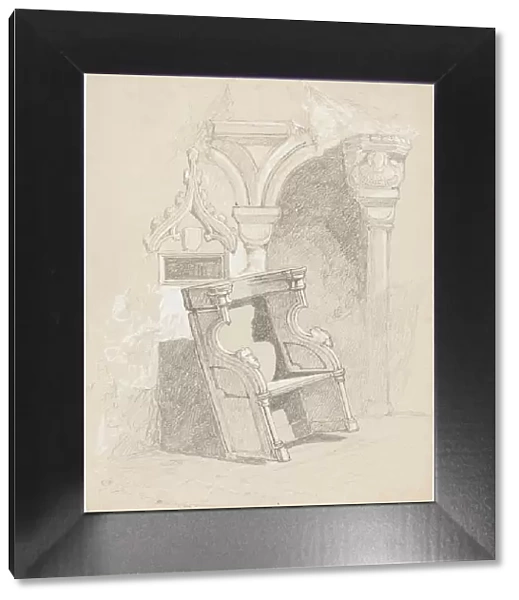 Sketch of Ruined Church Interior with Chair. Creator: John Sell Cotman