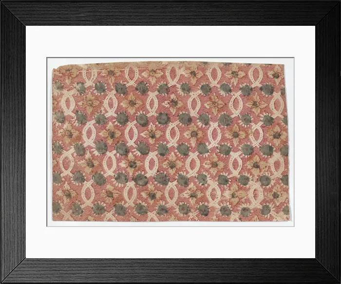 Framed Print : Sheet with overall lattice pattern with rosettes, 19th century. Creator: Anon Framed Print : Sheet with overall lattice pattern with rosettes, 19th century. Creator: Anon