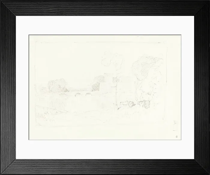 Framed Print : Landscape Sketch with Bridge and Castle. Creator: John Sell Cotman Framed Print : Landscape Sketch with Bridge and Castle. Creator: John Sell Cotman