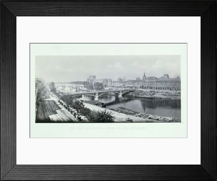 Framed Print : Pont des Saint-Peres and Tuileries. View taken from the Malaquais quay, 1865. Creator: Frederic Martens Framed Print : Pont des Saint-Peres and Tuileries. View taken from the Malaquais quay, 1865. Creator: Frederic Martens