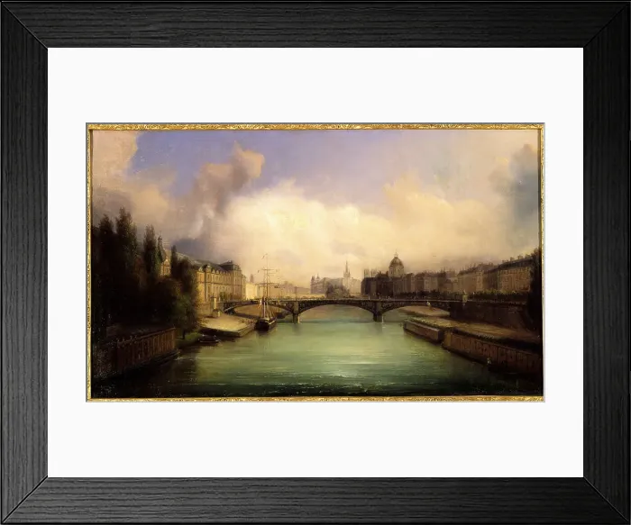 Framed Print : The Seine and Ile de la Cite, seen from Pont Royal, 1855. Creator: Francois-Edme Ricois Framed Print : The Seine and Ile de la Cite, seen from Pont Royal, 1855. Creator: Francois-Edme Ricois