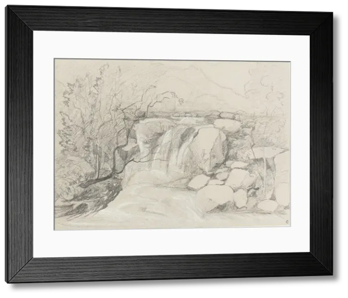 Framed Print : Waterfall with Rocks. Creator: John Sell Cotman Framed Print : Waterfall with Rocks. Creator: John Sell Cotman