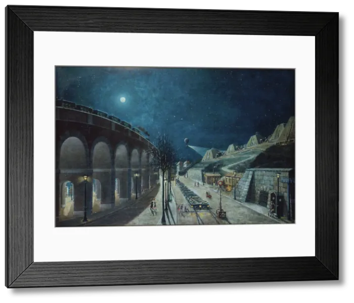 Framed Print : Point-du-Jour Viaduct and Bastion 35, in March 1870. Creator: Jules Mary Framed Print : Point-du-Jour Viaduct and Bastion 35, in March 1870. Creator: Jules Mary