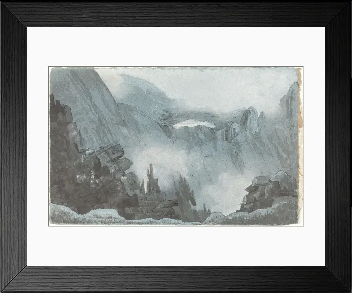 Framed Print : Mountain Scene with Rocks, first half 19th century. Creator: Cotman, John Sell, Follower of Framed Print : Mountain Scene with Rocks, first half 19th century. Creator: Cotman, John Sell, Follower of