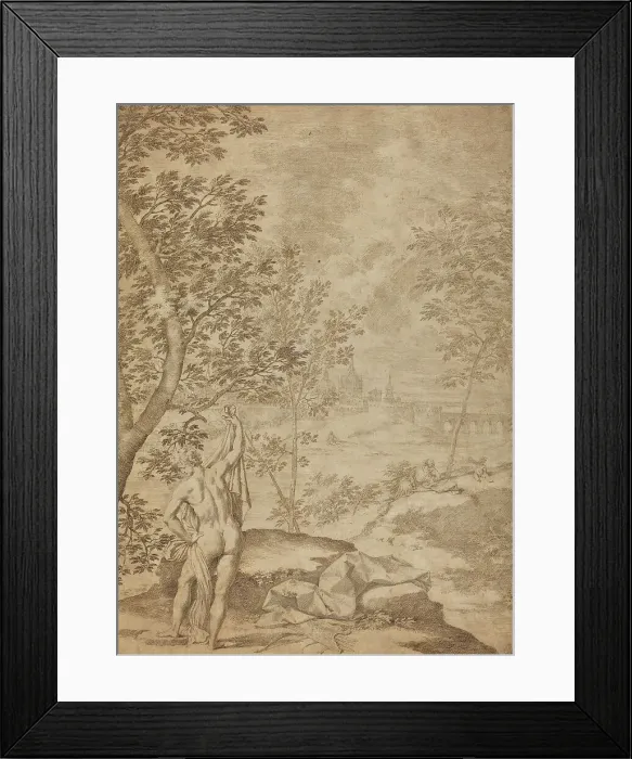 Framed Print : Apollo Standing in a River Landscape, 1720 / 1730. Creator: Donato Creti Framed Print : Apollo Standing in a River Landscape, 1720 / 1730. Creator: Donato Creti