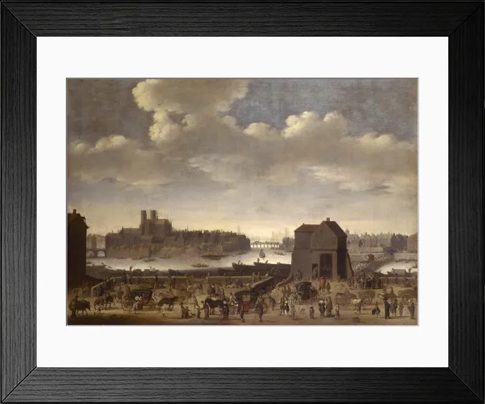 Framed Print : The quay and the Pont de la Tournelle, around 1646. Creator: Theodor Matham Framed Print : The quay and the Pont de la Tournelle, around 1646. Creator: Theodor Matham