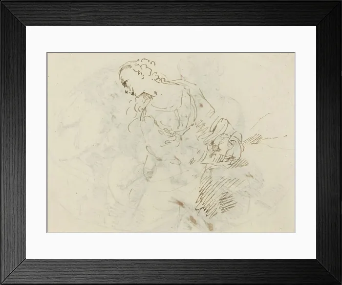 Framed Print : Female Figure (Penitent Magdalene?) [verso]. Creator: Donato Creti