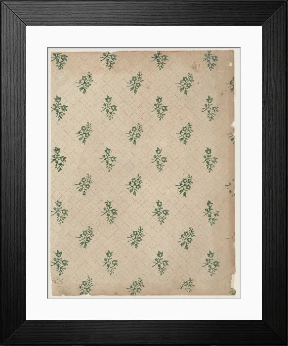 Framed Print : Sheet with dot grid pattern with bouquets, 19th century. Creator: Anon Framed Print : Sheet with dot grid pattern with bouquets, 19th century. Creator: Anon