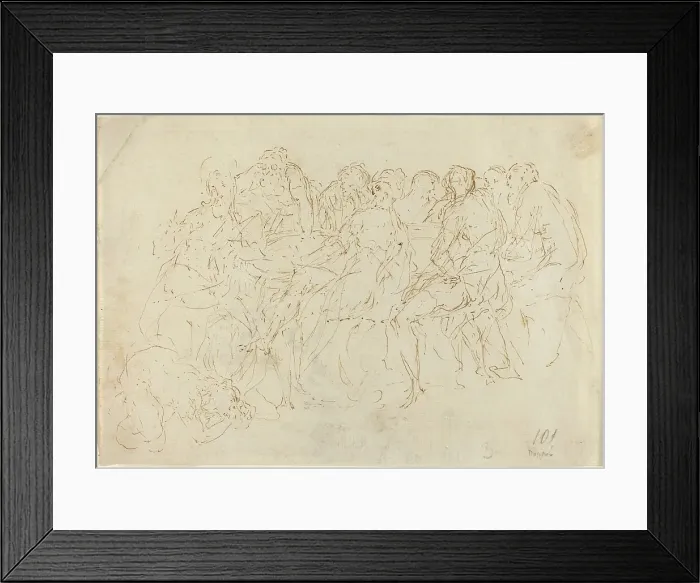 Framed Print : Magdalene Washing the Feet of Christ with Eight Disciples Looking On [recto]. Creator: Donato Creti