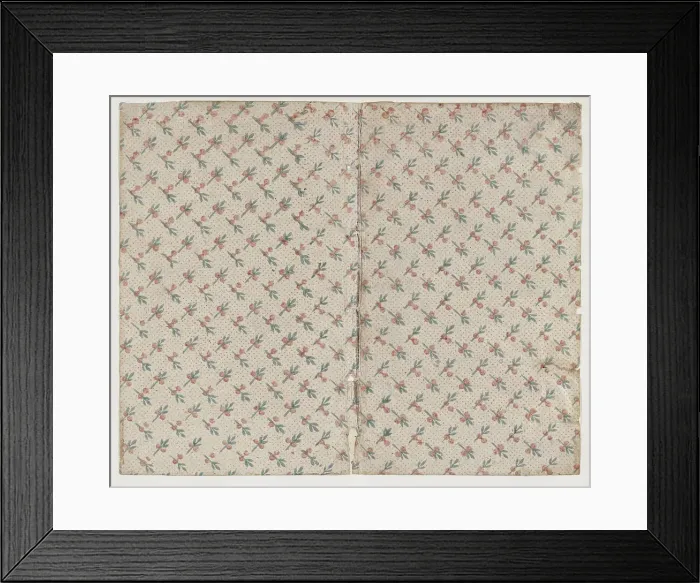Framed Print : Sheet with dot grid pattern with bouquets, 19th century. Creator: Anon Framed Print : Sheet with dot grid pattern with bouquets, 19th century. Creator: Anon