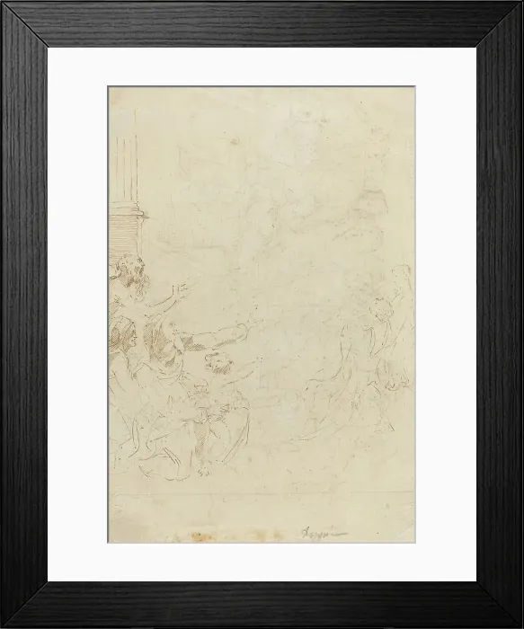 Framed Print : Seven Figures Witnessing an Ascension [verso]. Creator: Donato Creti