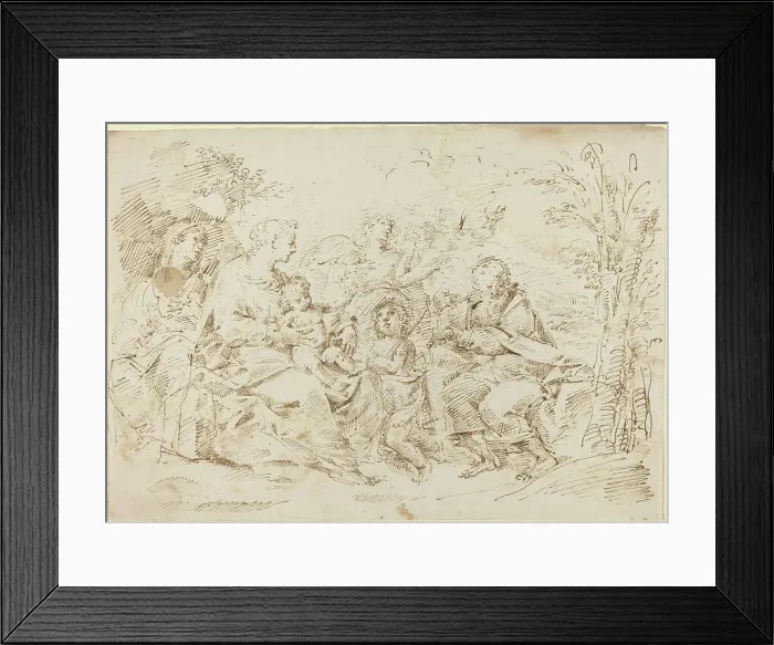 Framed Print : Holy Family with St. Elizabeth, St. John the Baptist, and Two Angels in a Landscape. Creator: Donato Creti Framed Print : Holy Family with St. Elizabeth, St. John the Baptist, and Two Angels in a Landscape. Creator: Donato Creti
