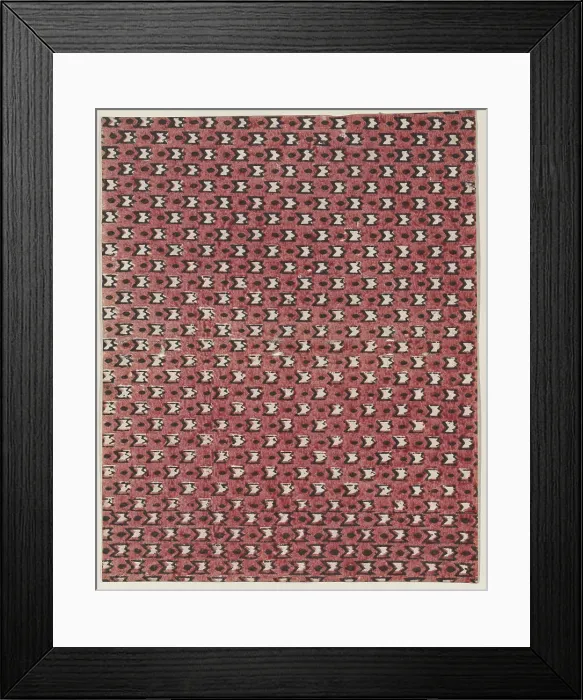 Framed Print : Sheet with overall red and black geometric pattern, 19th century. Creator: Anon Framed Print : Sheet with overall red and black geometric pattern, 19th century. Creator: Anon