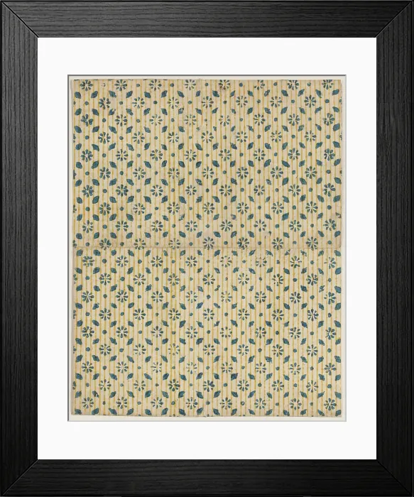 Framed Print : Sheet with overall floral and stripe pattern, 19th century. Creator: Anon Framed Print : Sheet with overall floral and stripe pattern, 19th century. Creator: Anon