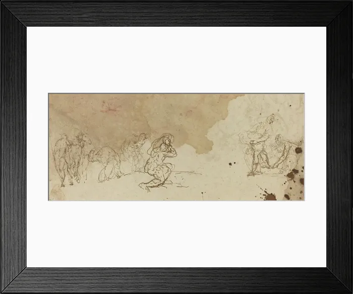 Framed Print : Studies of Figures for an Adoration of the Magi [verso]. Creator: Donato Creti