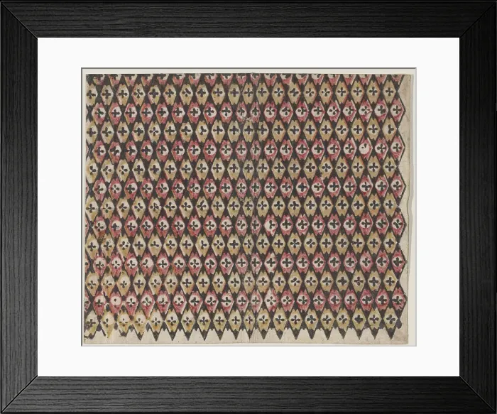 Framed Print : Sheet with overall diamond pattern, 19th century. Creator: Anon Framed Print : Sheet with overall diamond pattern, 19th century. Creator: Anon