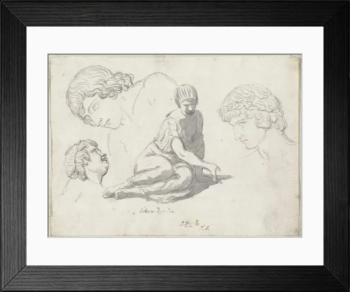 Framed Print : Dice-Thrower and Other Studies after Ancient Sculptures, 1775 / 80. Creator: Jacques-Louis David Framed Print : Dice-Thrower and Other Studies after Ancient Sculptures, 1775 / 80. Creator: Jacques-Louis David