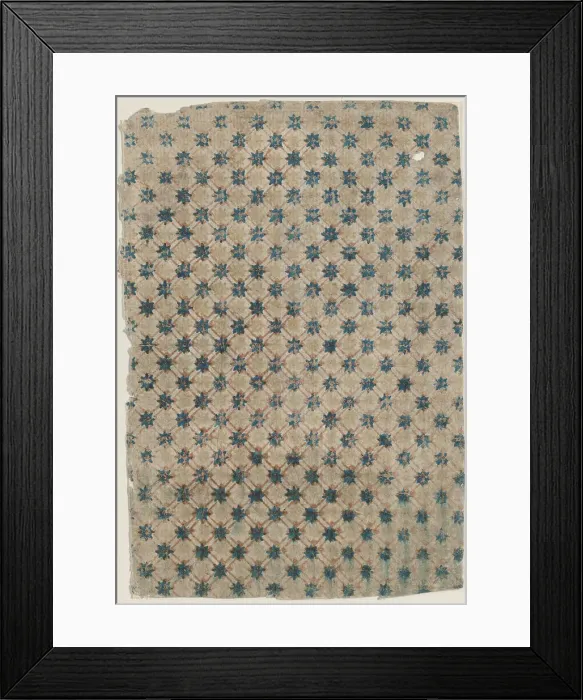 Framed Print : Sheet with overall grid pattern with stars, 19th century. Creator: Anon Framed Print : Sheet with overall grid pattern with stars, 19th century. Creator: Anon