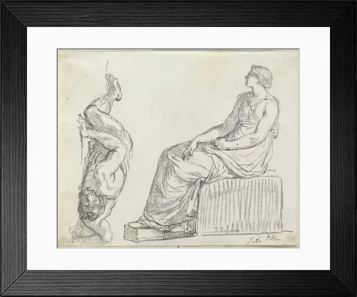 Framed Print : Seated Woman and Man Sprawling on the Ground, 1775 / 80. Creator: Jacques-Louis David Framed Print : Seated Woman and Man Sprawling on the Ground, 1775 / 80. Creator: Jacques-Louis David