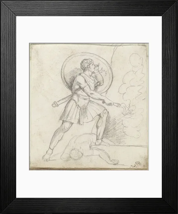 Framed Print : Warrior with a Shield and Torch, 1775 / 80. Creator: Jacques-Louis David Framed Print : Warrior with a Shield and Torch, 1775 / 80. Creator: Jacques-Louis David