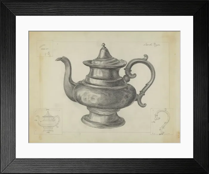 Framed Print : Pewter Teapot, 1936. Creator: Janet Riza