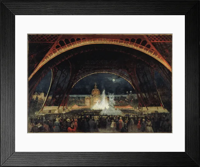 Framed Print : Night fete at the Universal Exhibition of 1889, under the Eiffel Tower, c1889. Creator: Alexandre-Georges Roux Framed Print : Night fete at the Universal Exhibition of 1889, under the Eiffel Tower, c1889. Creator: Alexandre-Georges Roux