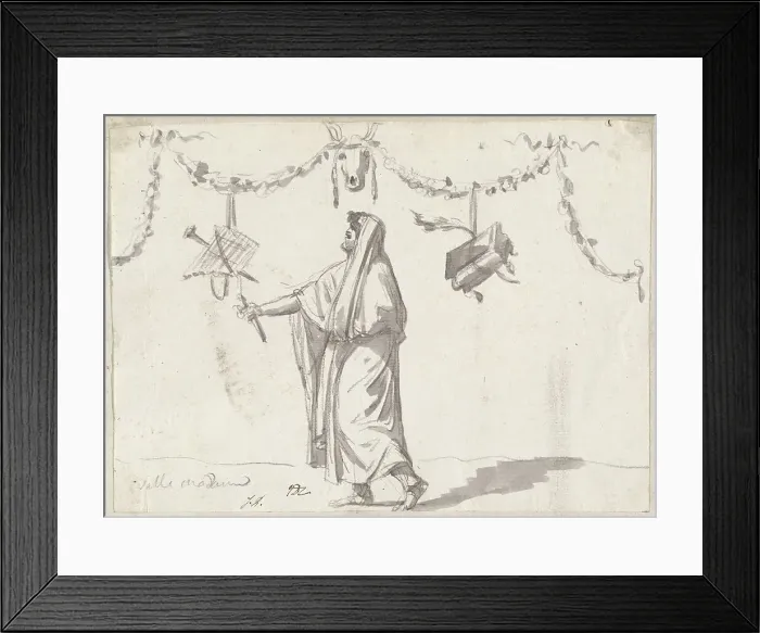 Framed Print : Ornament with a Bearded Man in Ancient Dress, 1775 / 80. Creator: Jacques-Louis David Framed Print : Ornament with a Bearded Man in Ancient Dress, 1775 / 80. Creator: Jacques-Louis David