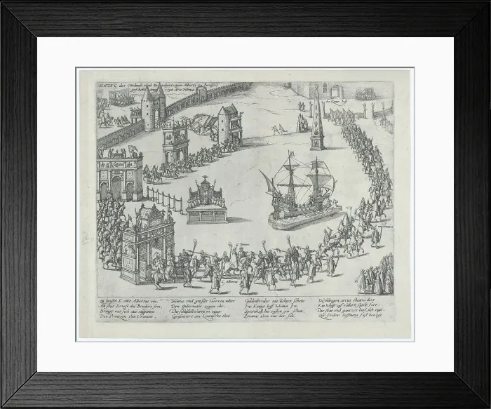 Framed Print : Entrance of the Cardinal and Archduke Albert to Brussels in 1596, after 1596. Creator: Anon Framed Print : Entrance of the Cardinal and Archduke Albert to Brussels in 1596, after 1596. Creator: Anon