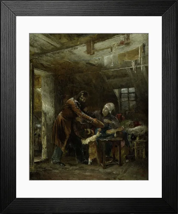 Framed Print : Claude Gueux bringing stolen bread back to his family, 1834. Creator: Louis Edouard Rioult Framed Print : Claude Gueux bringing stolen bread back to his family, 1834. Creator: Louis Edouard Rioult