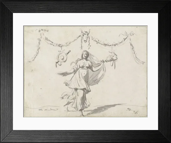 Framed Print : Ornament with a Woman in Ancient Dress, 1775 / 80. Creator: Jacques-Louis David Framed Print : Ornament with a Woman in Ancient Dress, 1775 / 80. Creator: Jacques-Louis David