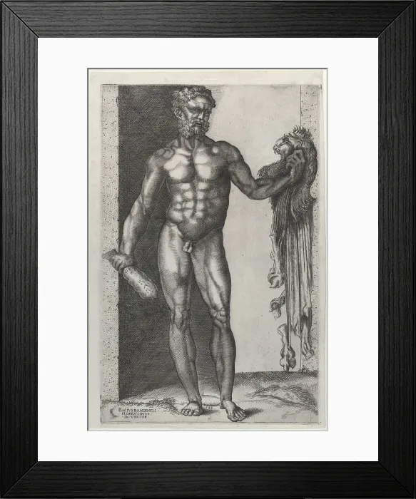 Framed Print : Hercules with his Club and Lion Skin, 1548. Creator: Anon Framed Print : Hercules with his Club and Lion Skin, 1548. Creator: Anon