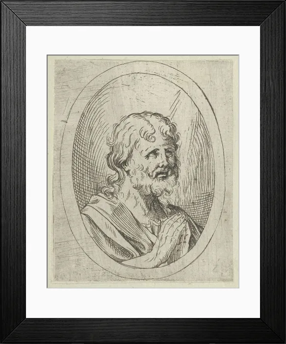 Framed Print : An apostle raising his eyes in prayer, in an oval frame, from Christ, the Virgin, and... 1600-1640. Creator: Anon Framed Print : An apostle raising his eyes in prayer, in an oval frame, from Christ, the Virgin, and... 1600-1640. Creator: Anon