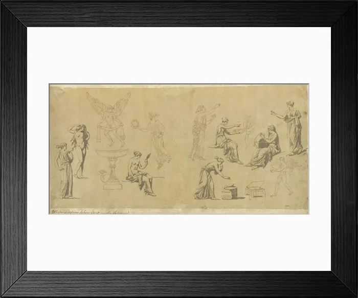 Framed Print : Studies of Classical Women, with Eros, 1775 / 80. Creator: Jacques-Louis David Framed Print : Studies of Classical Women, with Eros, 1775 / 80. Creator: Jacques-Louis David