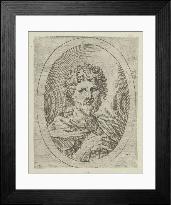 Framed Print : An apostle with a short beard holding a closed book, from Christ, the Virgin, and Thi... 1600-1640. Creator: Anon Framed Print : An apostle with a short beard holding a closed book, from Christ, the Virgin, and Thi... 1600-1640. Creator: Anon