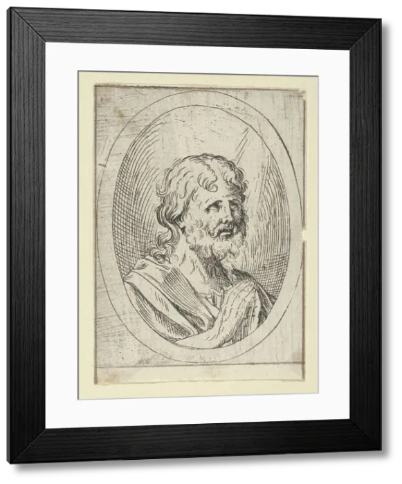 Framed Print : An apostle raising his eyes in prayer, in an oval frame, from Christ, the Virgin, and... 1600-1640. Creator: Anon Framed Print : An apostle raising his eyes in prayer, in an oval frame, from Christ, the Virgin, and... 1600-1640. Creator: Anon