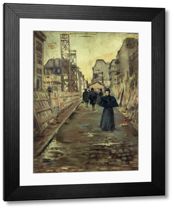 Framed Print : A street in Paris. 1894. Creator: F Seguin Framed Print : A street in Paris. 1894. Creator: F Seguin