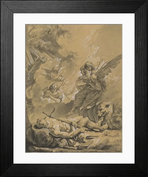Framed Print : Death of Saint Jerome, 18th century. Creator: Francesco Fontebasso Framed Print : Death of Saint Jerome, 18th century. Creator: Francesco Fontebasso