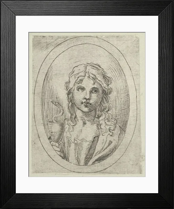 Framed Print : Saint John the Evangelist holding a goblet with a snake emerging from it, from Christ... 1600-1640. Creator: Anon Framed Print : Saint John the Evangelist holding a goblet with a snake emerging from it, from Christ... 1600-1640. Creator: Anon