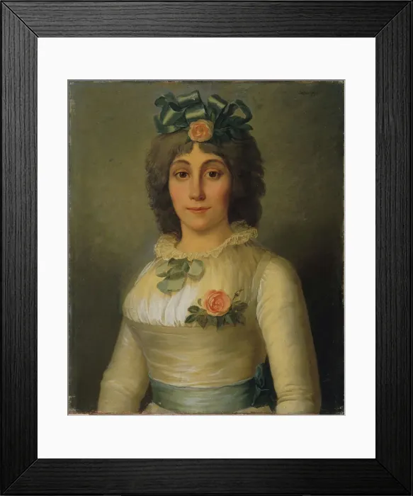 Framed Print : Portrait of a woman, formerly identified as Anne-Josèphe Théroigne de Méricourt (1762-1817), 1793. Creator: Pierre Nicolas Selles Framed Print : Portrait of a woman, formerly identified as Anne-Josèphe Théroigne de Méricourt (1762-1817), 1793. Creator: Pierre Nicolas Selles