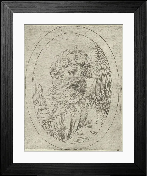 Framed Print : Saint Paul holding a sword, in an oval frame, from Christ, the Virgin, and Thirteen A... 1600-1640. Creator: Anon Framed Print : Saint Paul holding a sword, in an oval frame, from Christ, the Virgin, and Thirteen A... 1600-1640. Creator: Anon