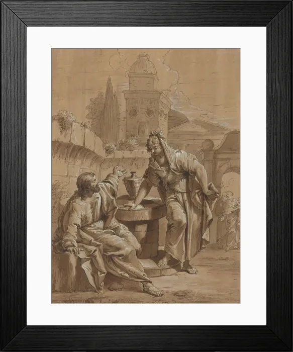 Framed Print : Christ and the Woman of Samaria, 18th century. Creator: Francesco Fontebasso Framed Print : Christ and the Woman of Samaria, 18th century. Creator: Francesco Fontebasso