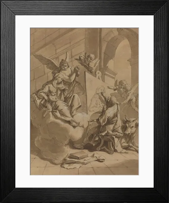 Framed Print : Saint Luke Painting the Virgin, 18th century. Creator: Francesco Fontebasso Framed Print : Saint Luke Painting the Virgin, 18th century. Creator: Francesco Fontebasso