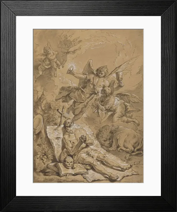 Framed Print : Last Communion of Saint Jerome, 18th century. Creator: Francesco Fontebasso Framed Print : Last Communion of Saint Jerome, 18th century. Creator: Francesco Fontebasso
