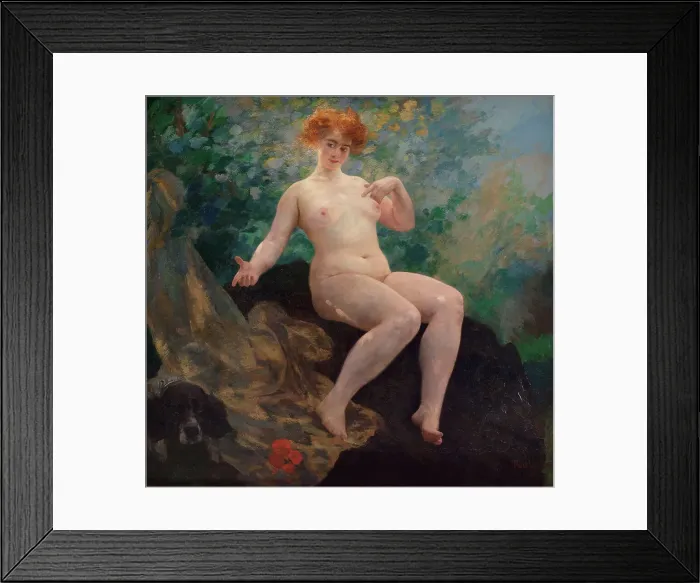 Framed Print : In summer, Woman with dog, 1909. Creator: Alfred Philippe Roll Framed Print : In summer, Woman with dog, 1909. Creator: Alfred Philippe Roll