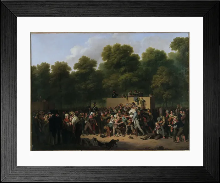 Framed Print : Distribution de vin et de comestibles aux Champs-Elysées, à l'occasion de la fête du roi, 1822. Creator: Louis Leopold Boilly