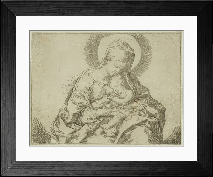 Framed Print : The Virgin holding the infant Christ, after Reni, ca. 1600-1640. Creator: Anon Framed Print : The Virgin holding the infant Christ, after Reni, ca. 1600-1640. Creator: Anon