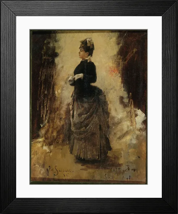 Framed Print : Woman removing a glove, 1886. Creator: Jean Paul Sinibaldi Framed Print : Woman removing a glove, 1886. Creator: Jean Paul Sinibaldi