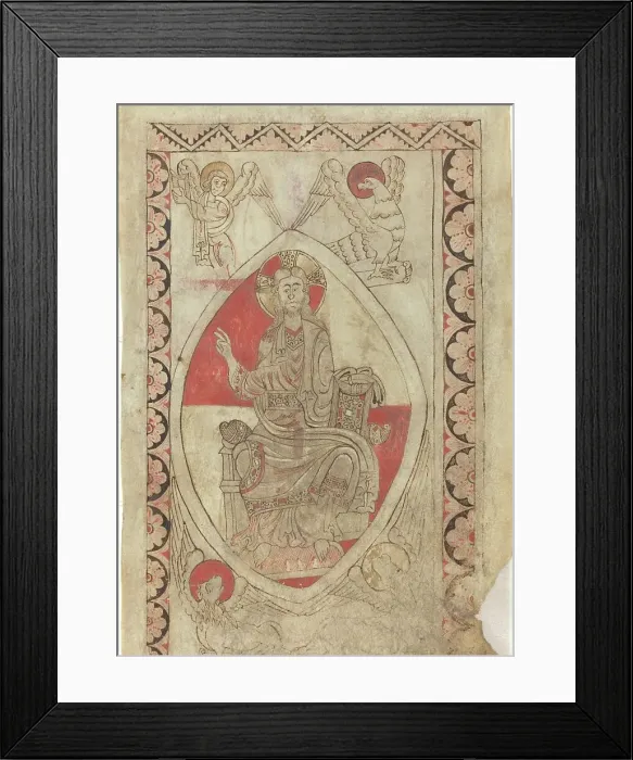 Framed Print : Christ in Majesty [recto], early 12th century. Creator: Unknown