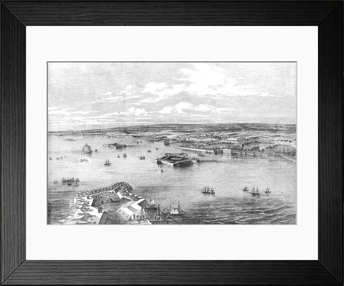Framed Print : Cronstadt, from the Narrow Part of the Channel nearest St. Petersburg, drawn by E.T. Dolby, 1854. Creator: Unknown Framed Print : Cronstadt, from the Narrow Part of the Channel nearest St. Petersburg, drawn by E.T. Dolby, 1854. Creator: Unknown